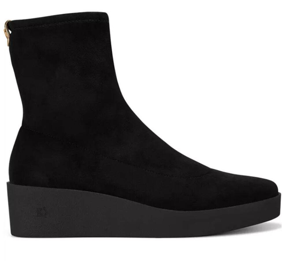 Donna Karan Boots Womens 6.5 Black Suede Valory Wedge Booti Ankle Booties Shoes